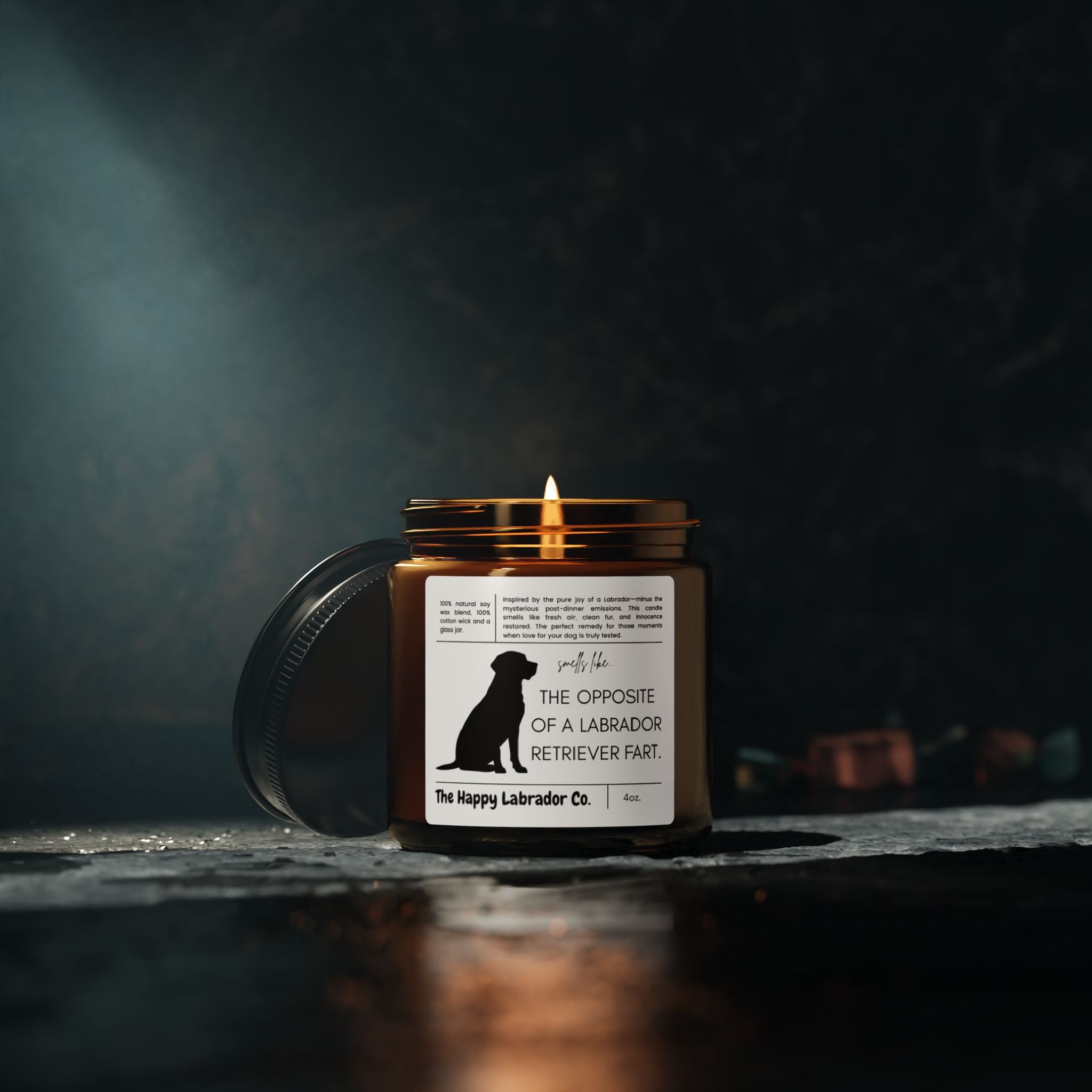 Opposite of a Labrador Fart Scented Soy Candle | Funny Candle Gift | Pet Lover Decor | Amber Jar | Unique Home Fragrance | Dog Lover's Gift