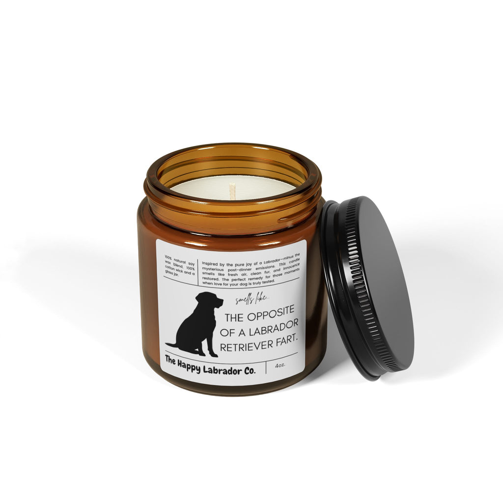Opposite of a Labrador Fart Scented Soy Candle | Funny Candle Gift | Pet Lover Decor | Amber Jar | Unique Home Fragrance | Dog Lover's Gift