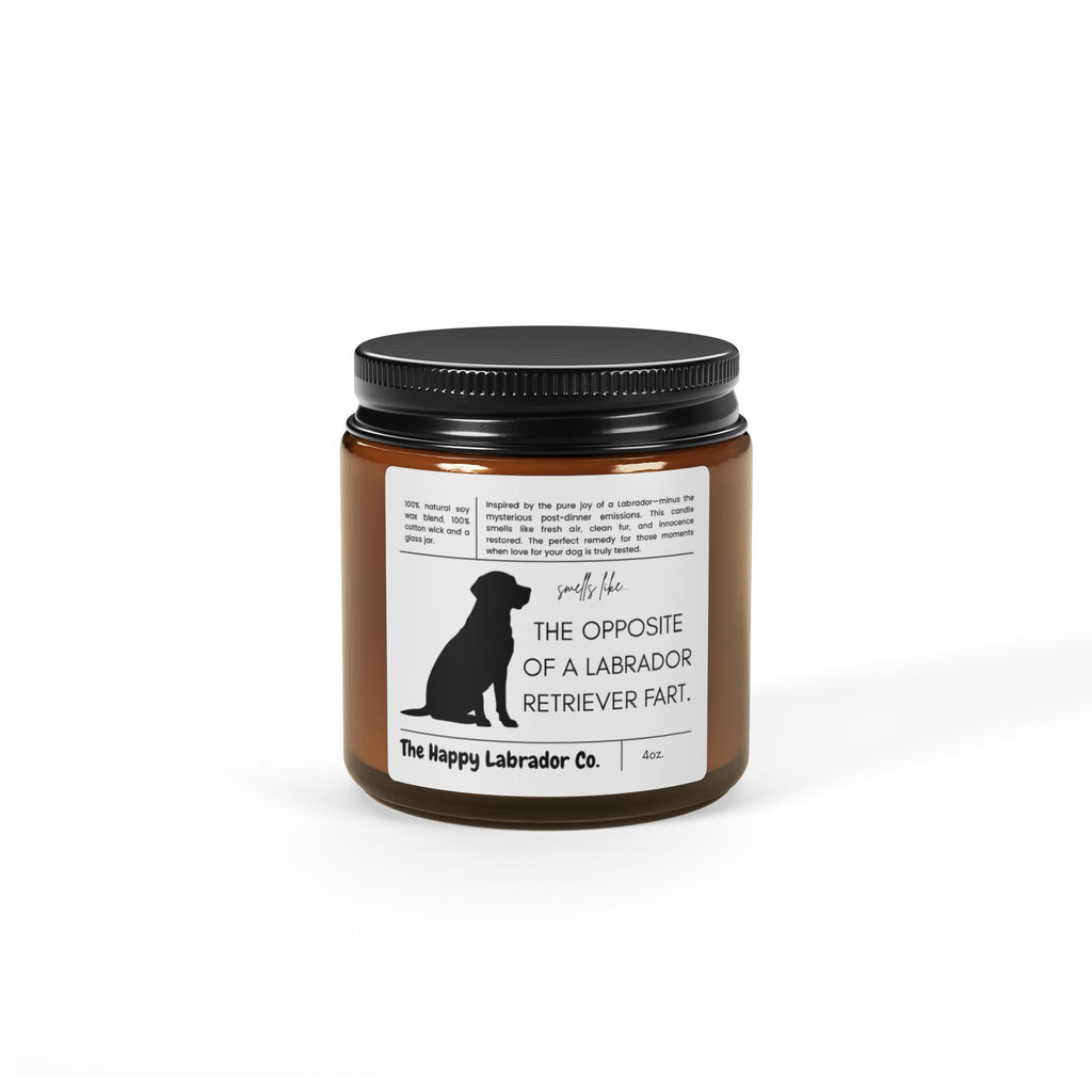 Opposite of a Labrador Fart Scented Soy Candle | Funny Candle Gift | Pet Lover Decor | Amber Jar | Unique Home Fragrance | Dog Lover's Gift