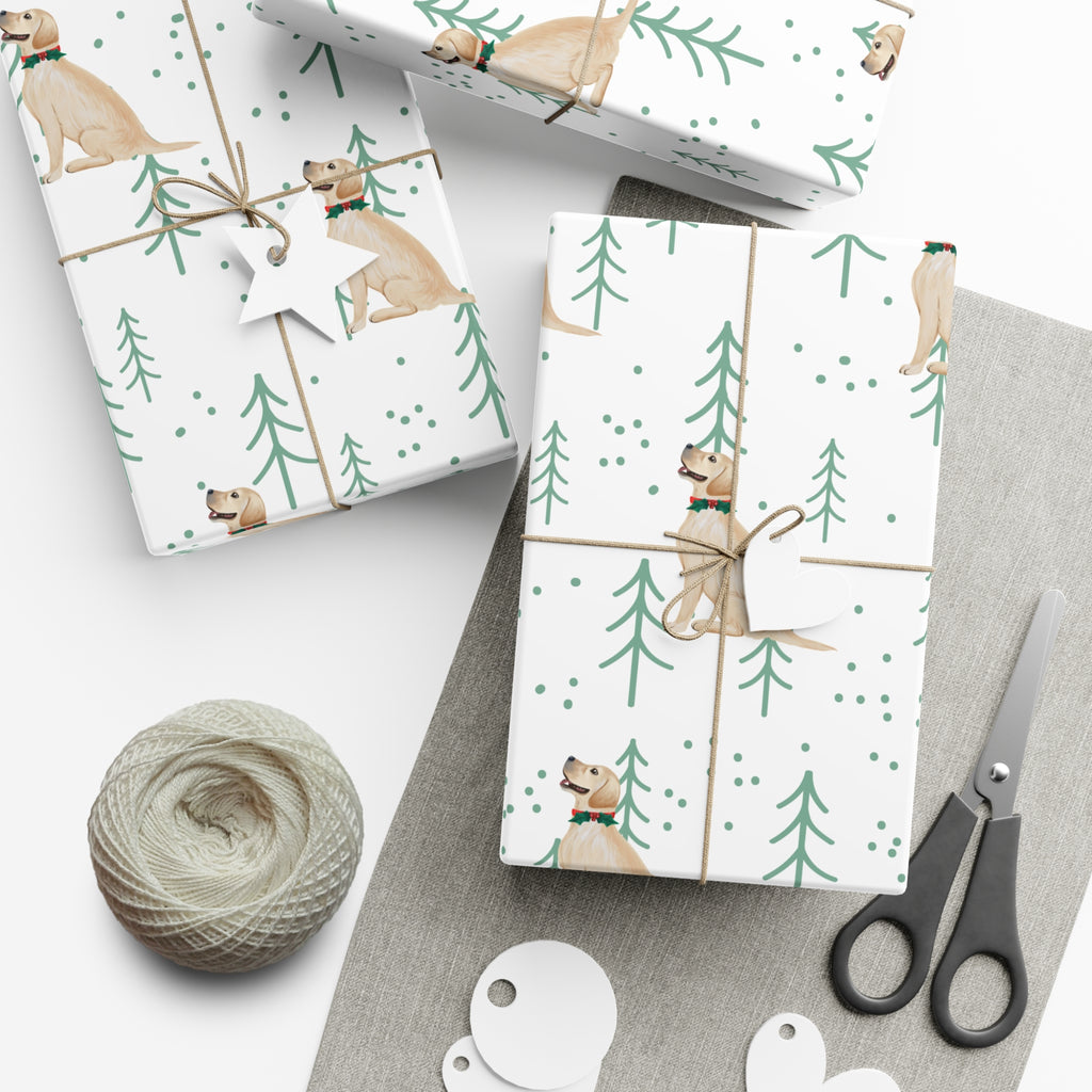 Christmas Yellow Labrador Gift Wrap Paper, Eco-Friendly Holiday Wrapping, Christmas, Birthday, Baby Shower, Unique Wrapping Paper