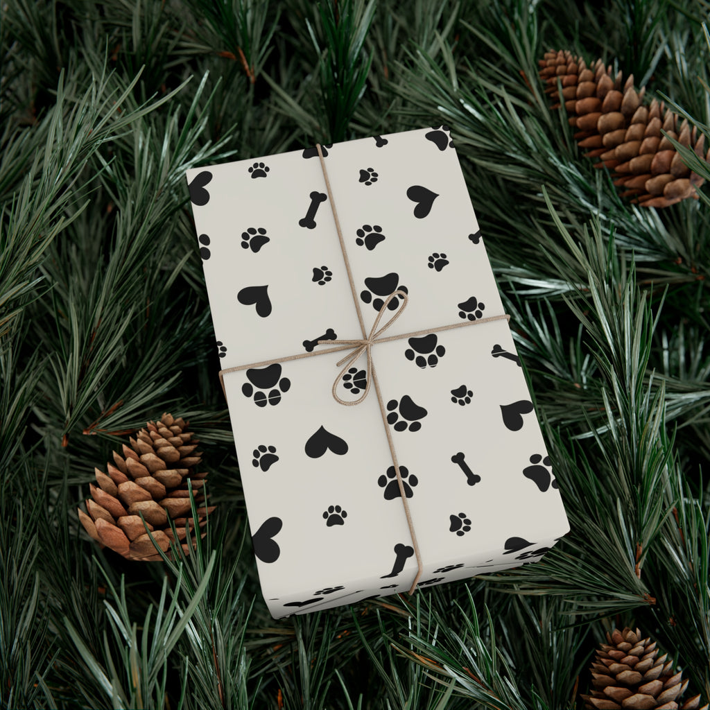 Pet-Themed Gift Wrap Papers, Dog Lover Wrapping Paper for Birthdays, Holidays, Pet Adoption, Animal Lover Gifts, Paw Print Gift Wrap