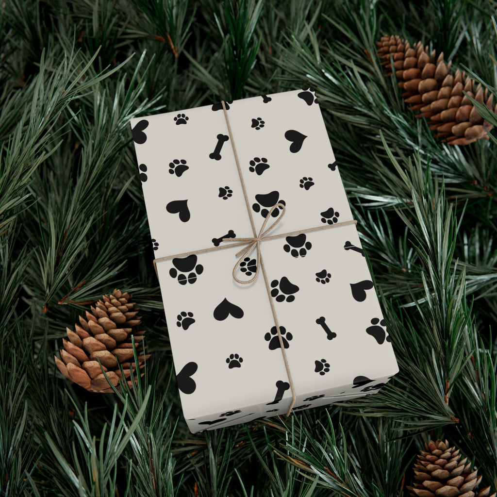 Pet-Themed Gift Wrap Papers, Dog Lover Wrapping Paper for Birthdays, Holidays, Pet Adoption, Animal Lover Gifts, Paw Print Gift Wrap