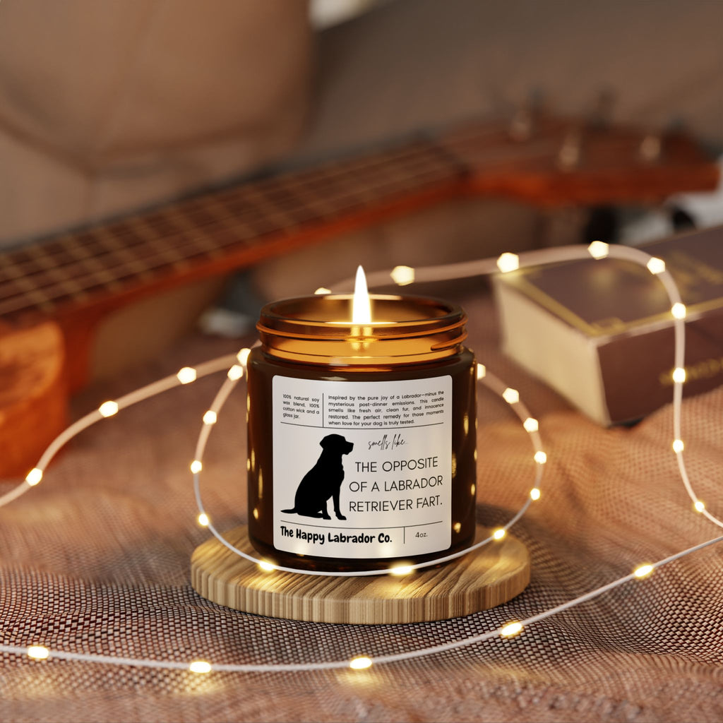 Opposite of a Labrador Fart Scented Soy Candle | Funny Candle Gift | Pet Lover Decor | Amber Jar | Unique Home Fragrance | Dog Lover's Gift