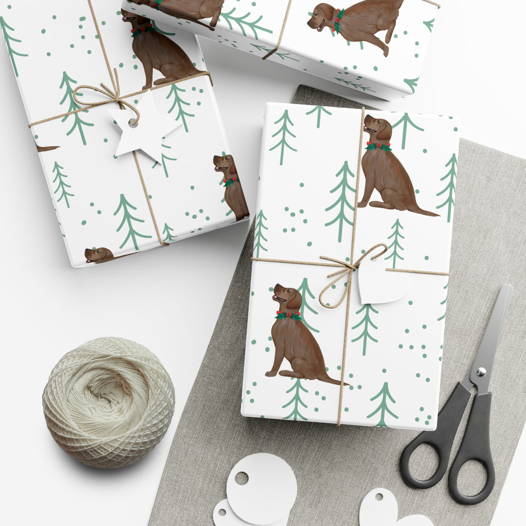 Christmas Chocolate Labrador Gift Wrap Paper, Eco-Friendly Holiday Wrapping, Christmas, Birthday, Baby Shower, Unique Wrapping Paper