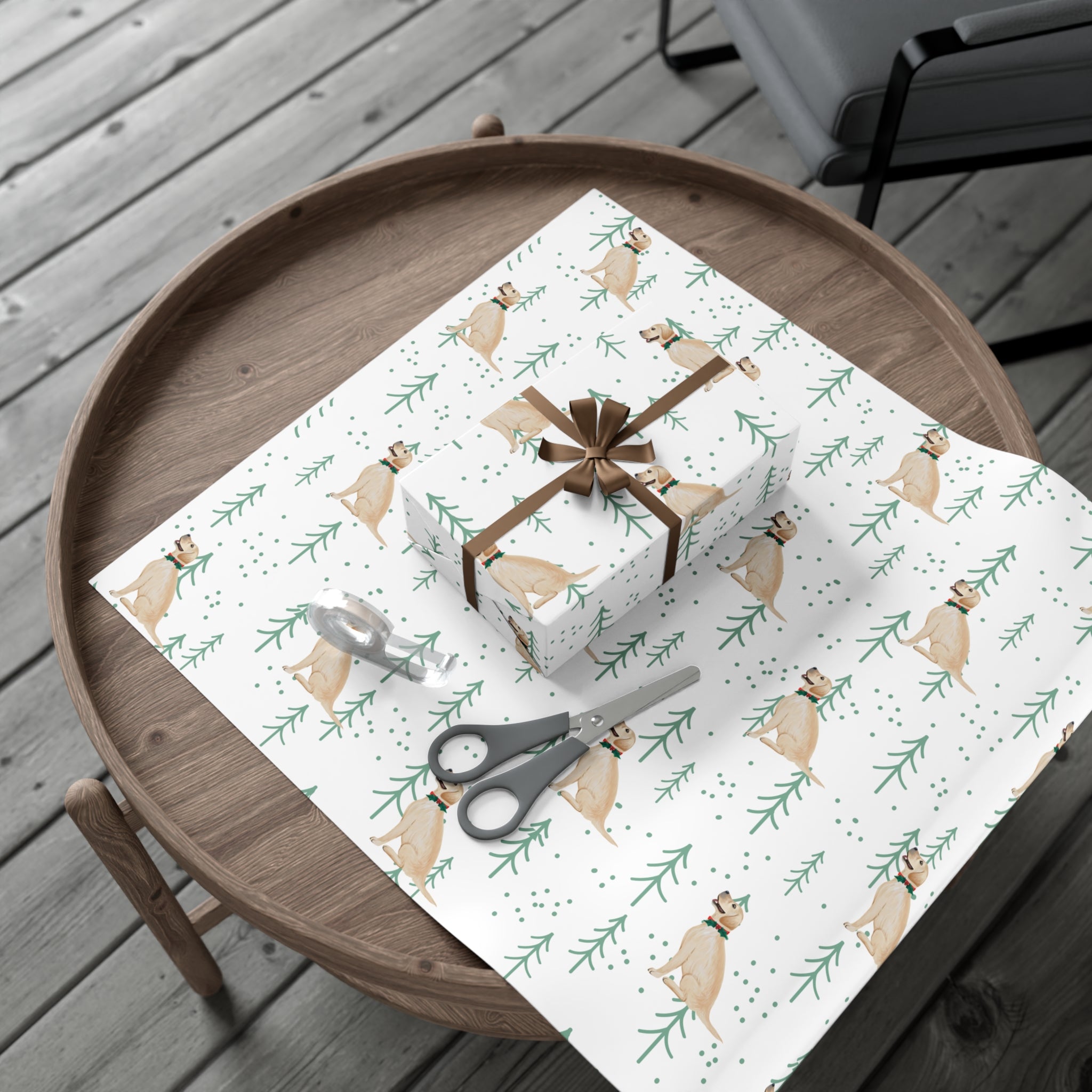 Christmas Yellow Labrador Gift Wrap Paper, Eco-Friendly Holiday Wrapping, Christmas, Birthday, Baby Shower, Unique Wrapping Paper