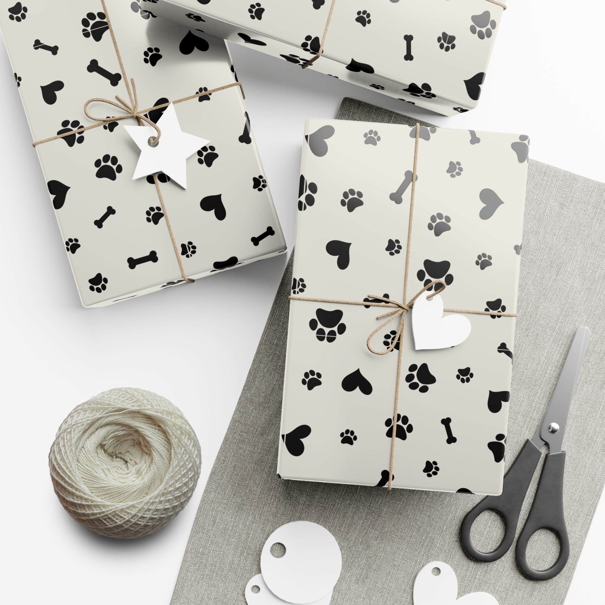 Pet-Themed Gift Wrap Papers, Dog Lover Wrapping Paper for Birthdays, Holidays, Pet Adoption, Animal Lover Gifts, Paw Print Gift Wrap