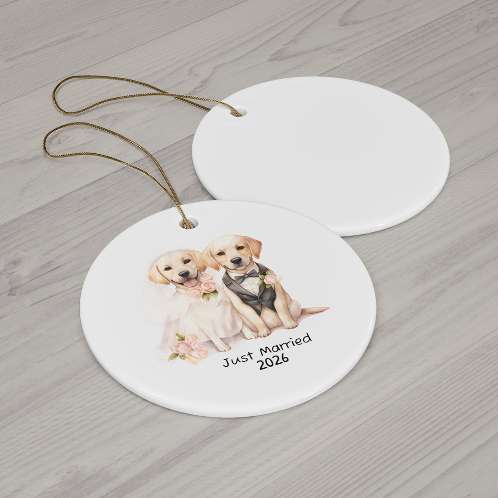 Copy of Personalized Wedding Dog Ceramic Ornament, Custom Pet Gift, Just Married Decor, Newlywed Ornament, Pet Lovers Holiday Decoration