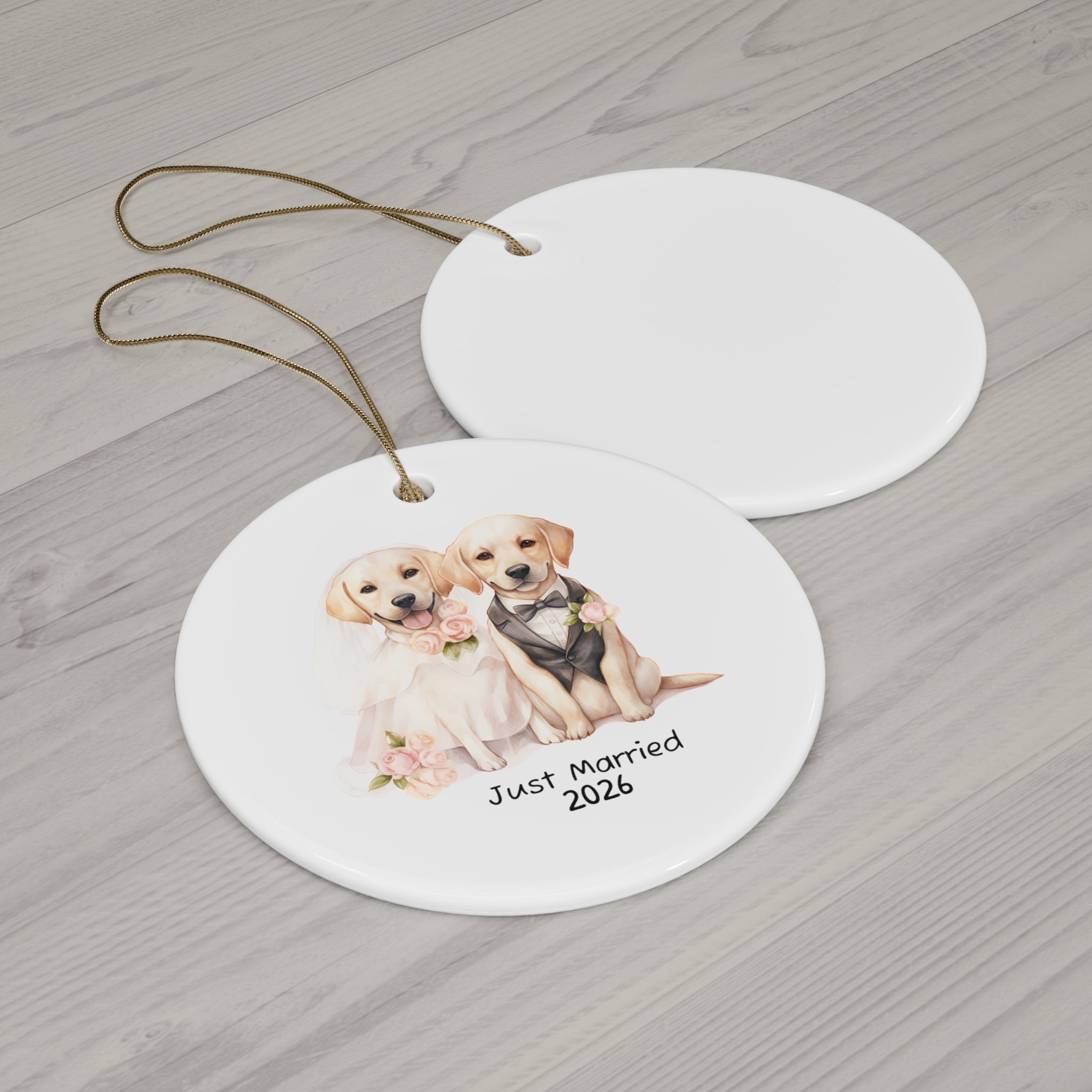 Copy of Personalized Wedding Dog Ceramic Ornament, Custom Pet Gift, Just Married Decor, Newlywed Ornament, Pet Lovers Holiday Decoration