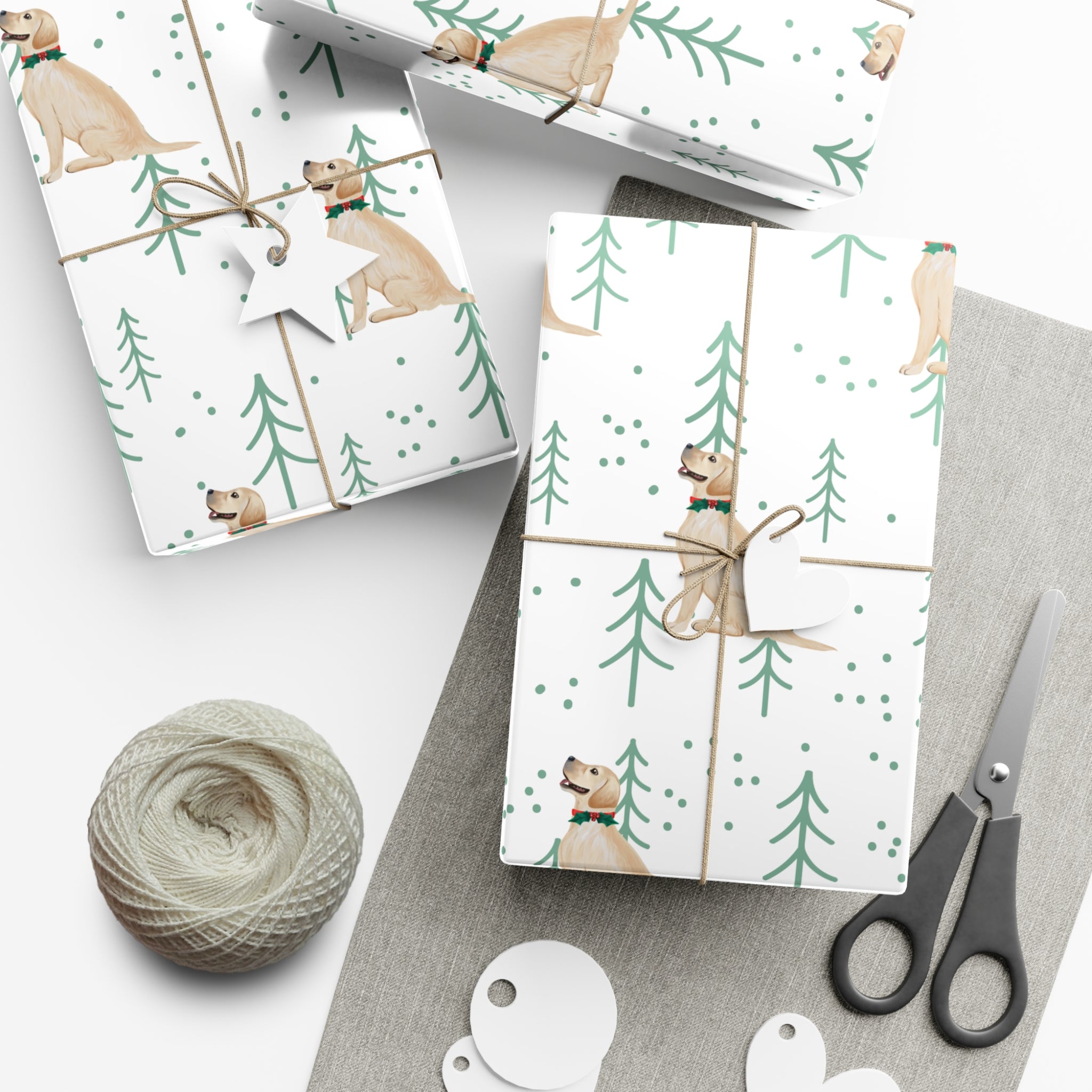 Christmas Yellow Labrador Gift Wrap Paper, Eco-Friendly Holiday Wrapping, Christmas, Birthday, Baby Shower, Unique Wrapping Paper